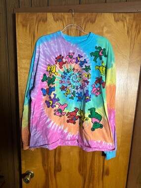 Vintage Grateful Dead Spiral Bears Tie-Dye Long Sleeve T-Shirt